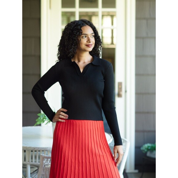 Lesley Evers Taylor Black Ribbed Knit Sweater Size 2X Top Classic City - Picture 1 of 7